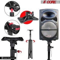 5 Core Speaker Stand Universal Mount Steel Construction 132 Lbs Capcity Stable T