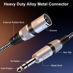 30ft XLR Male to 1/4″ TRS Cable, Nylon Braided, Pure Copper