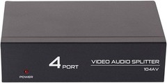 DTECH Powered 4 Way 3 RCA Splitter Box 1 in 4 Out 4 Port Splitter, Black