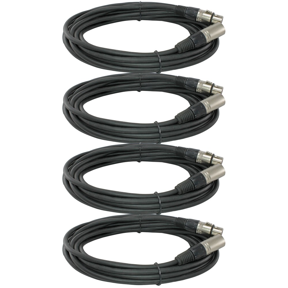4Pack 25FT foot XLR 3Pin Male to Female MIC microphone Shielded Audio Cable Cord