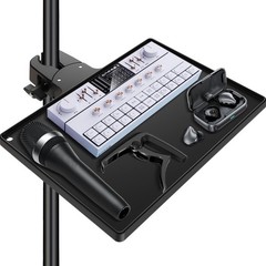 Microphone Stand Tray with Crab Clamp, 10.6″ x 7.8″ Large Tray Shelf Attachme…