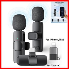 K8 Wireless Lavalier Clip Mic for iPhone iPad Samsung, Recording Vlog Microphone