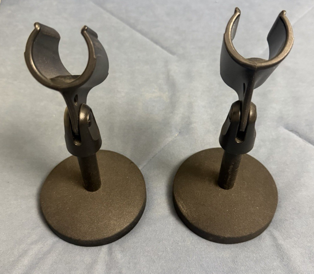 2-SHURE Cast Iron Heavy Microphone Stand 7” Tabletop Desktop Mic Holder
