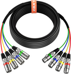 20 Ft 4 Channel Snake – Premium XLR Male to Female Snake Cable for Live, Recordi