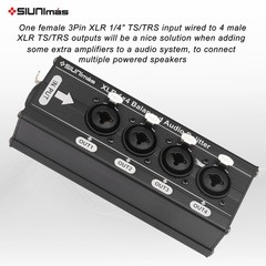 Hotswap 3Pin XLR 1/4″ TS/TRS Combo Connector Splitter Box – 1-in 4-Out Durable A