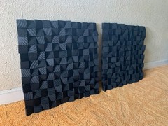 18×18 in. Black Wood Acoustic Sound Diffuser Panel/Wall Art Randomized Pattern