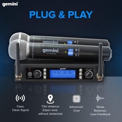 Gemini Sound Pro Dual Wireless Microphone System, Professional Handheld Long…