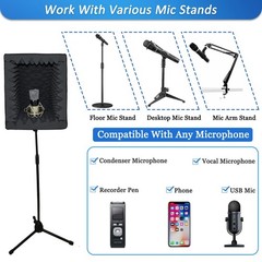 Portable Vocal Booth, Large Foldable Microphone Isolation Shield, Music Recor…