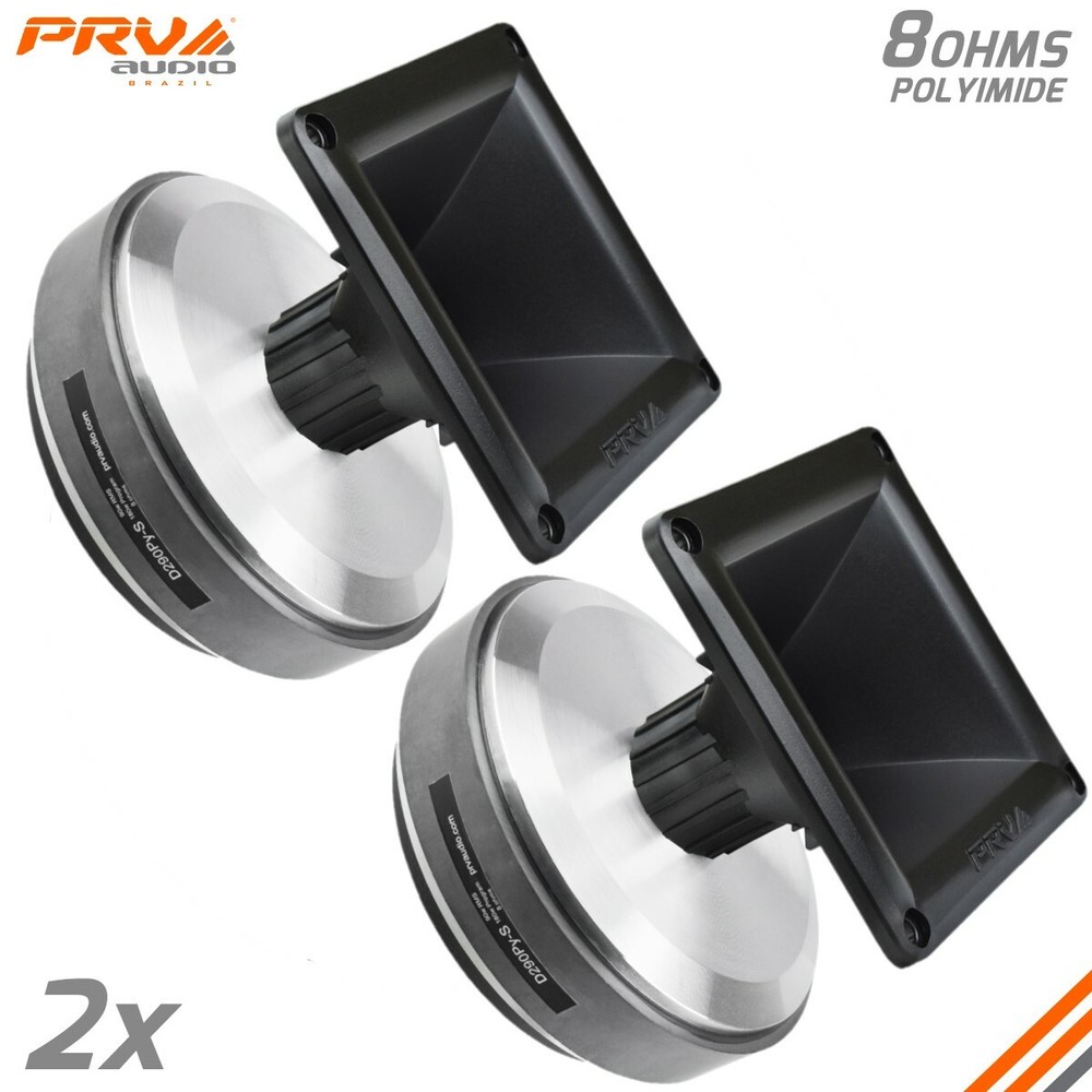 2x PRV Audio D290Py-S 1″ Polyimide Horn Driver + Black WG11-25 Horn