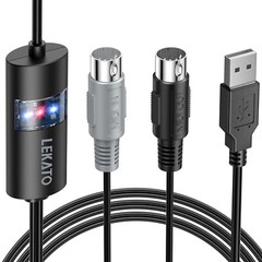 New USB IN-OUT MIDI Interface Cable Converter to PC Music Keyboard Adapter Cord