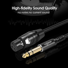 Twozoh XLR Female to 1/4 Inch (6.35Mm) TRS Cable, Quarter Inch Jack Balanced to
