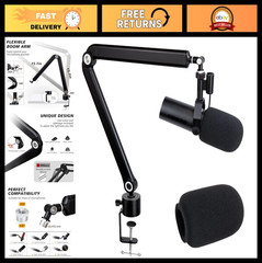 Adjustable Boom Arm with Pop Filter for SM7dB Microphone – Noise Reduction Mic S