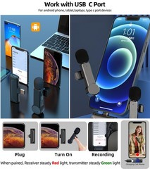 Mini Wireless Microphone USB C for iPhone 17/16/15, Android Phone