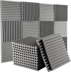 12-96PCS Acoustic Wall Panels Studio Sound Noise Proofing Insulation Foam Gray