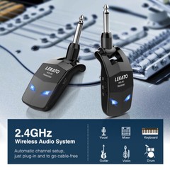 LEKATO Wireless Guitar System Bass Transmitter Receiver 2.4Ghz ISM 4 Channel