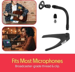 Pyle Desktop Microphone Stand-Compact Table Mic Holder Mount, Flexible Gooseneck