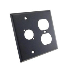 NEW ProCraft Black Stainless Steel 2 Gang Wall Plate/ AC Duplex 1 XLR „D“ Style