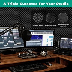 Soundproof Foam Panels 2 Pack 48″x24″x2″ Black Acoustic Egg Crate High Density N