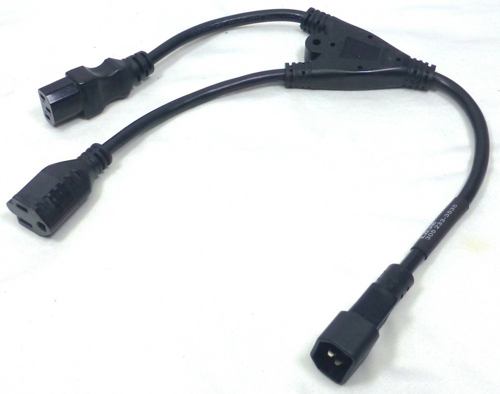 LASE 1.8″ FT AC Power Cable Y Splitter IEC320-C14 to IEC320-C13 & Nema NR5-15R