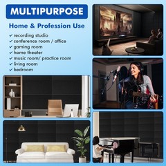 16 Pack Acoustic Panels Self-adhesive Studio Noise Soundproofing Wall Tiles WH