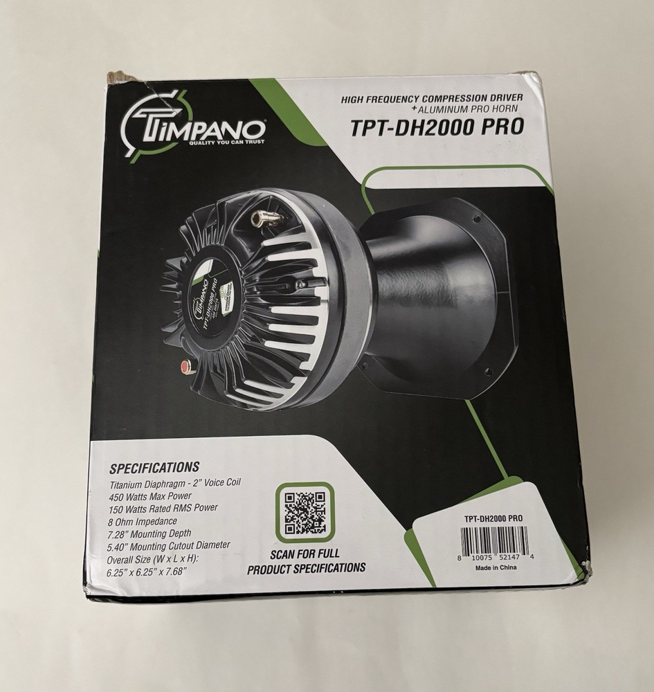 Timpano TPT-DH2000 PRO Titanium Driver 2” Aluminum Pro Horn 450W – Open Box