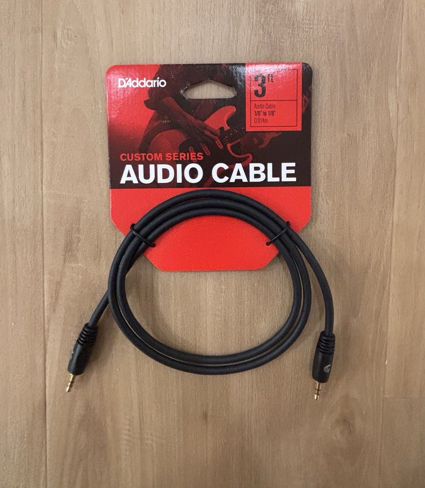 D’Addario Custom Series Audio Cable 3 Feet 1/8” to 1/8” 0.914m NEW