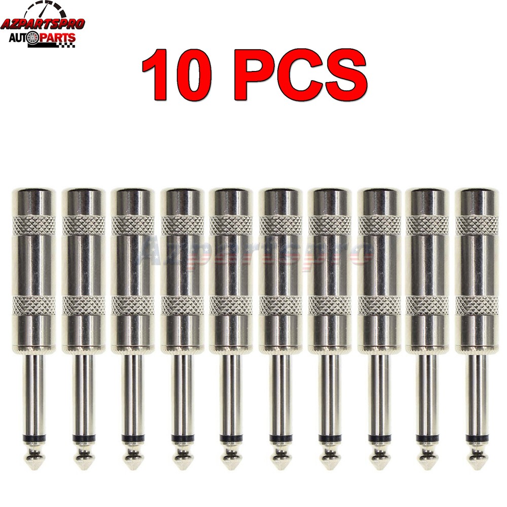 10pcs 1/4 MONO TS Heavy Duty Male Audio Speaker Guitar Cable Connector Plug JACK