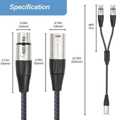 XLR Splitter Cable, Devianl XLR y Splitter 2 Female to 1 Male, Balanced Dual …