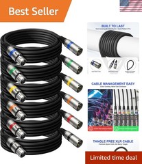 Professional 6 Pack 25FT XLR Cables, Noise Free and Long-Lasting Braided XLR …