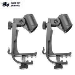 Versatile Microphone Mount Clamps – Adjustable Drum Rim Clips Pack of 2