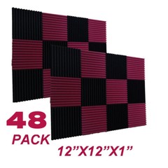 52 PACK 12″X12″ 1″2“Acoustic Foam Panel Wedge Studio Soundproof Wall Adhesive