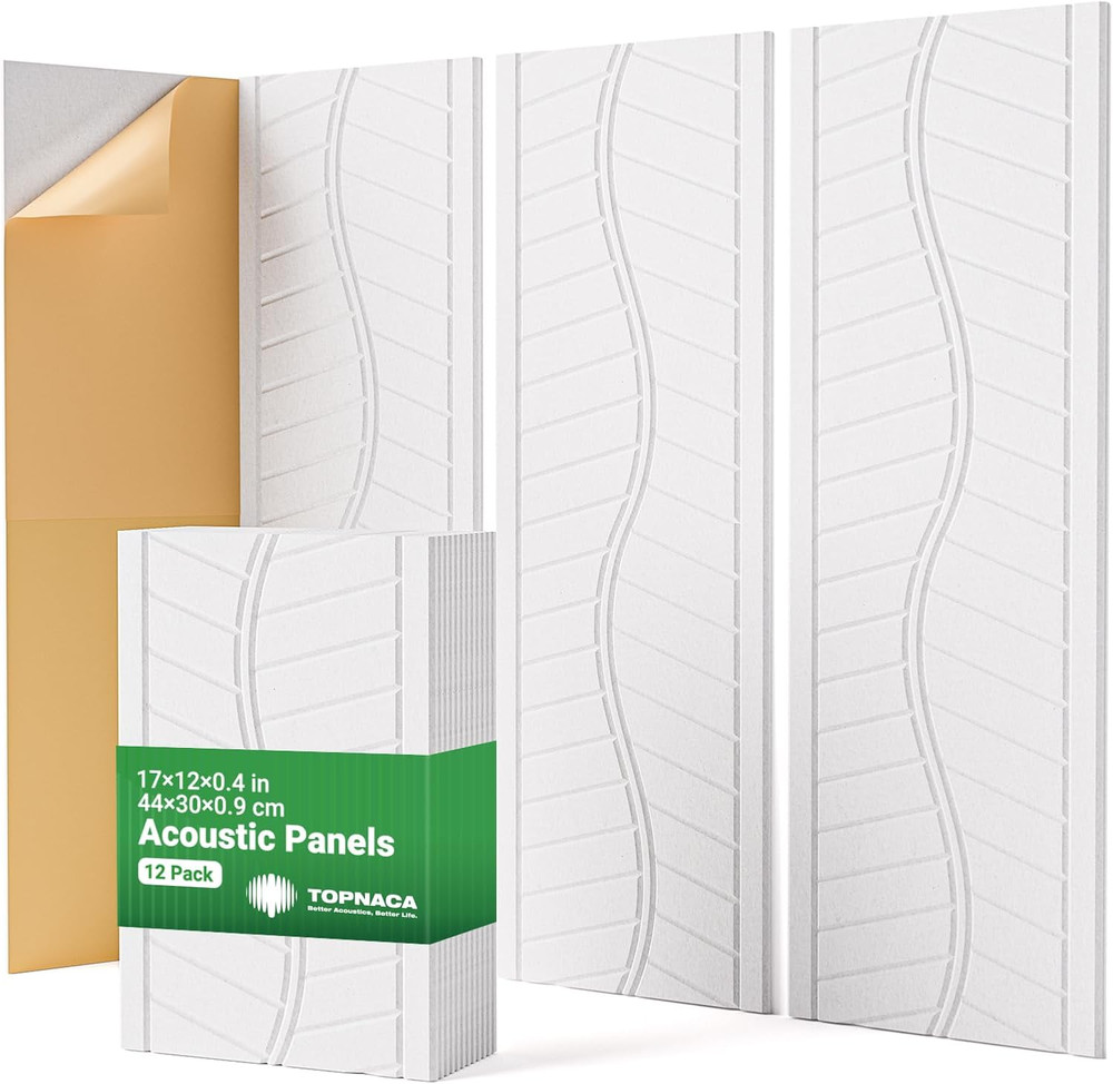 12 Pack Self-Adhesive Acoustic Wall Panels for Sound Absorption & Decor