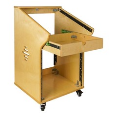 Sound Town 10U Wood Studio Rack w/ 11U Top, 2U Drawer, Golden Oak (SDRK-M11X10)