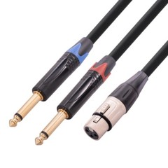 Dual 1/4 TS Mono to Female Cable Double Quarter Inch to Y Splitter Cable