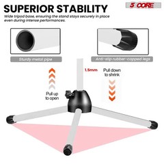 5 Core Tripod Mic Stand Floor 4Pcs Adjustable 18 To 72 Inches Sturdy Boom Arm…