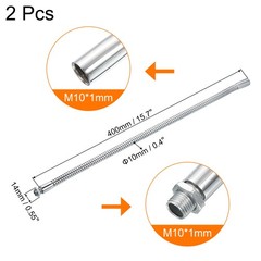 2Pcs 15.7″ Universal Gooseneck Hose for DIY Metal Bendable Hose M10 Fine Thread