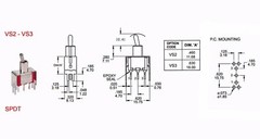 100pc Miniature Toggle Switch 1MS1T1B4VS2QES On/On 3P SPDT 2A250V V-Bracket