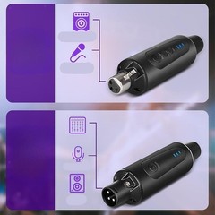 2x XLR Mic Cordless System Cordless Transmission Convenient Use 48V/0V Mic