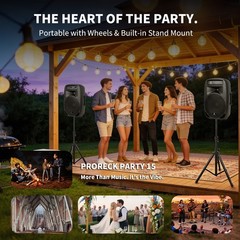 PRORECK PARTY 15 PA Speaker System 2000W Powered DJ Bluetooth USB SD LED Light