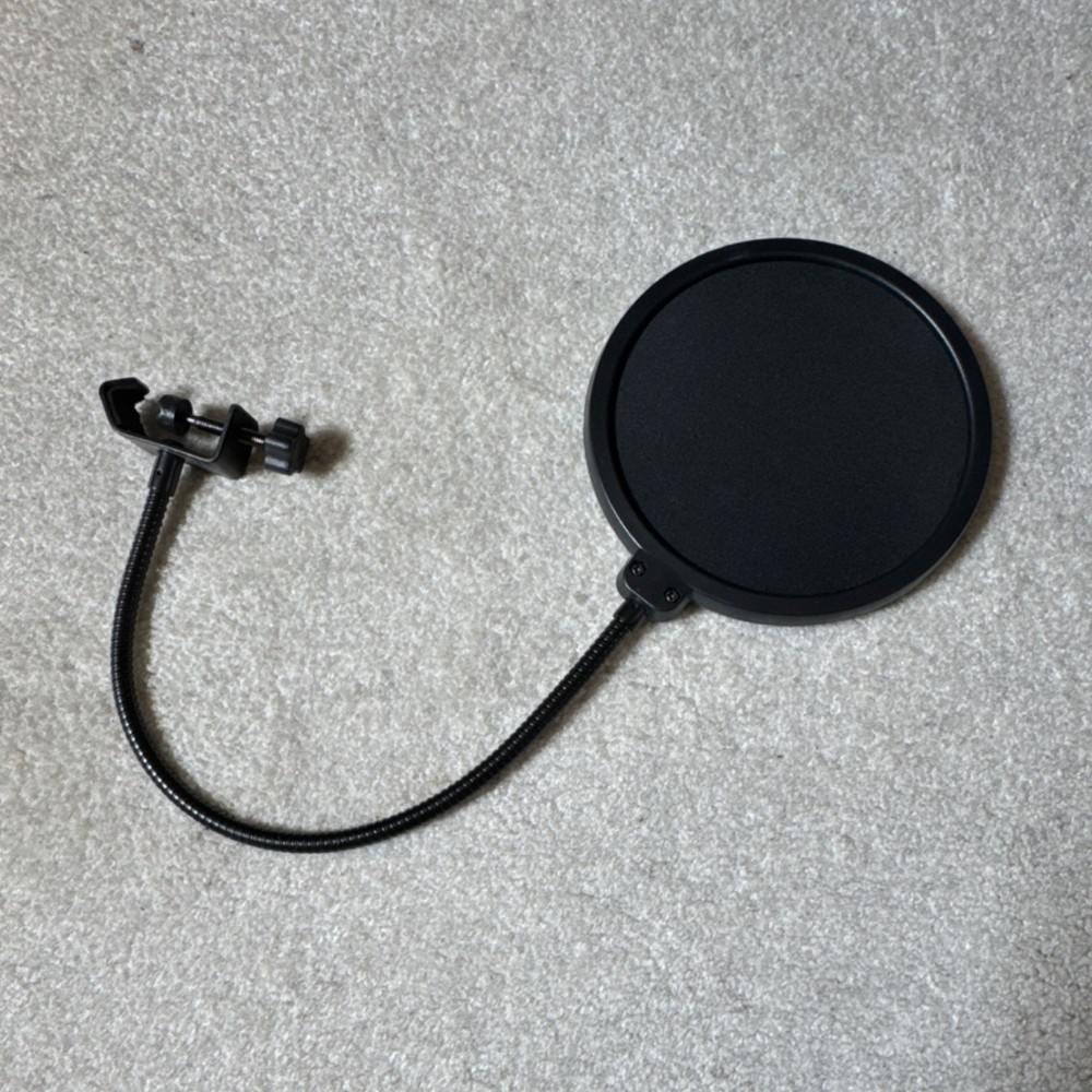 Black Microphone Pop Filter with Clamp Mount