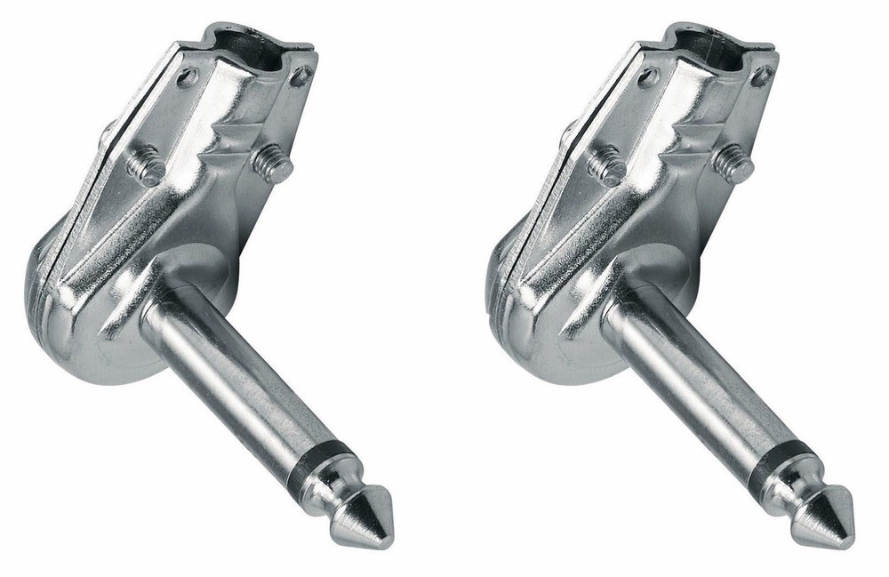 (2 Pack) PC-TJ055 1/4 6.35mm Mono TS Right Angle Guitar Plug Flat Male Connector