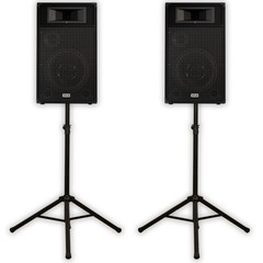 Acoustic Audio BR12 Passive 12″ Speaker Pair and Stands DJ PA Karaoke Speakers