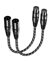 Short XLR Cables 1ft 2 Pack, XLR Microphone Cable Balanced Shielded Nylon Bra…