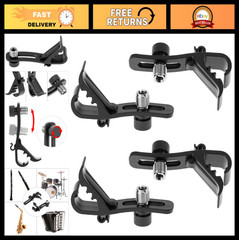 Adjustable Shockproof Drum Microphone Clips – 4 Pack Mic Securing Mounts for Stu