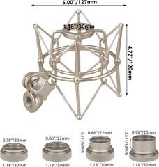 Silver Hole Dia 1.18Inch Metal Cylinder Microphone Shock Mount Stand Replacement