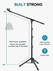 Microphone Stand, 2 Pack Tripod Boom Arm Floor Mic Stand Height Adjustable wi…