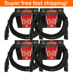 4 Pack Hosa Pro Microphone Cable HMIC-015, Neutrik REAN XLR3F to XLR3M 15Ft
