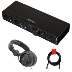 Arturia MiniFuse 4 Portable 4×4 USB Audio Interface (Black) w/ Headphone & Cable