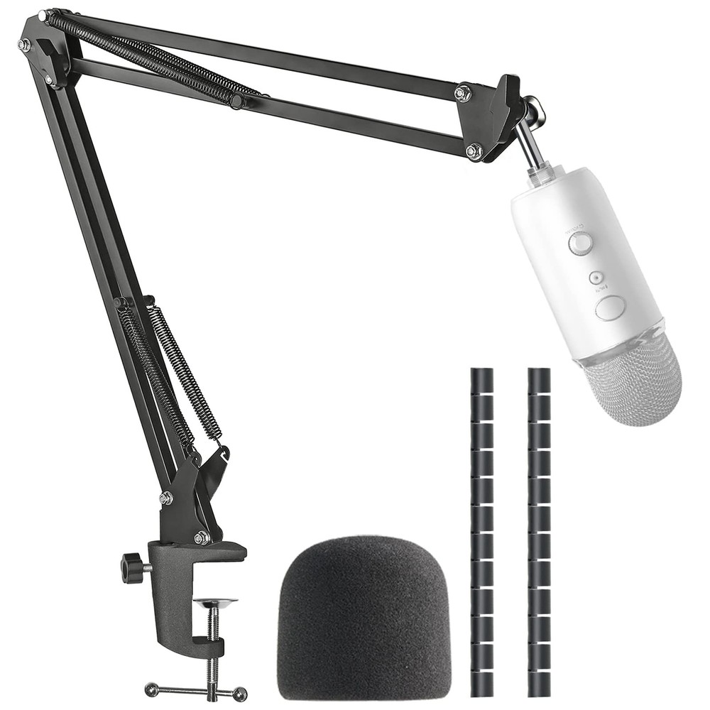 Blue Yeti Microphone Boom Arm Stand with Yeti Microphone Pop Filter, Compatib…