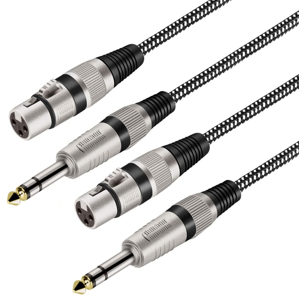 XLR Female to 1/4 Inch TRS Cables 3 FT/2Pack, Nylong Braided XLR 3 Pin Female…